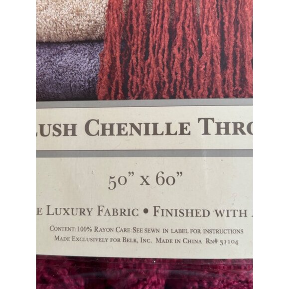 Maroon / Burgundy red Life Styles Plush Chenille Throw Blanket 50x60 - Picture 9 of 16